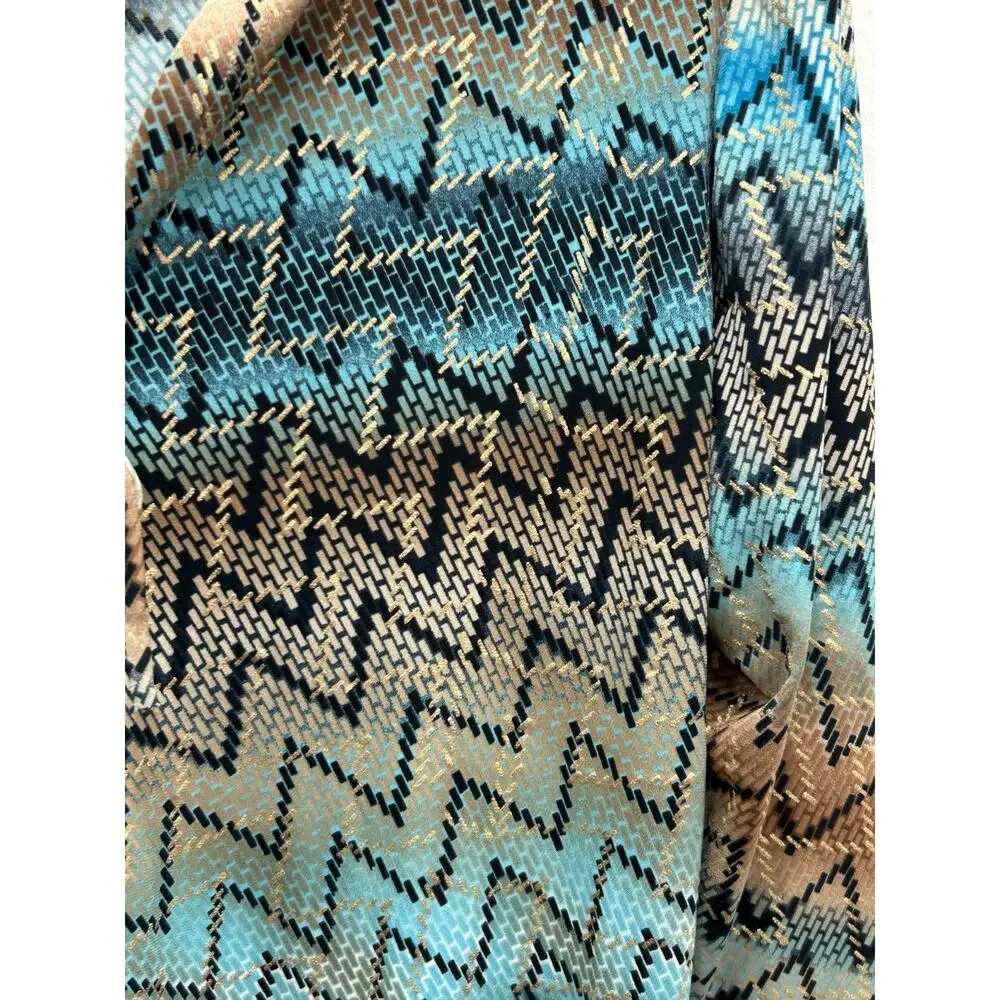Chicos‎ Travelers Womens Chevron Blue Brown Duster Size L Lagenlook Artsy
